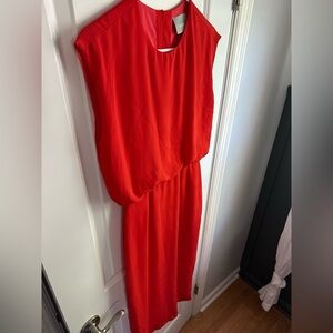 Maeve Orange-Red Midi Dress with open back area